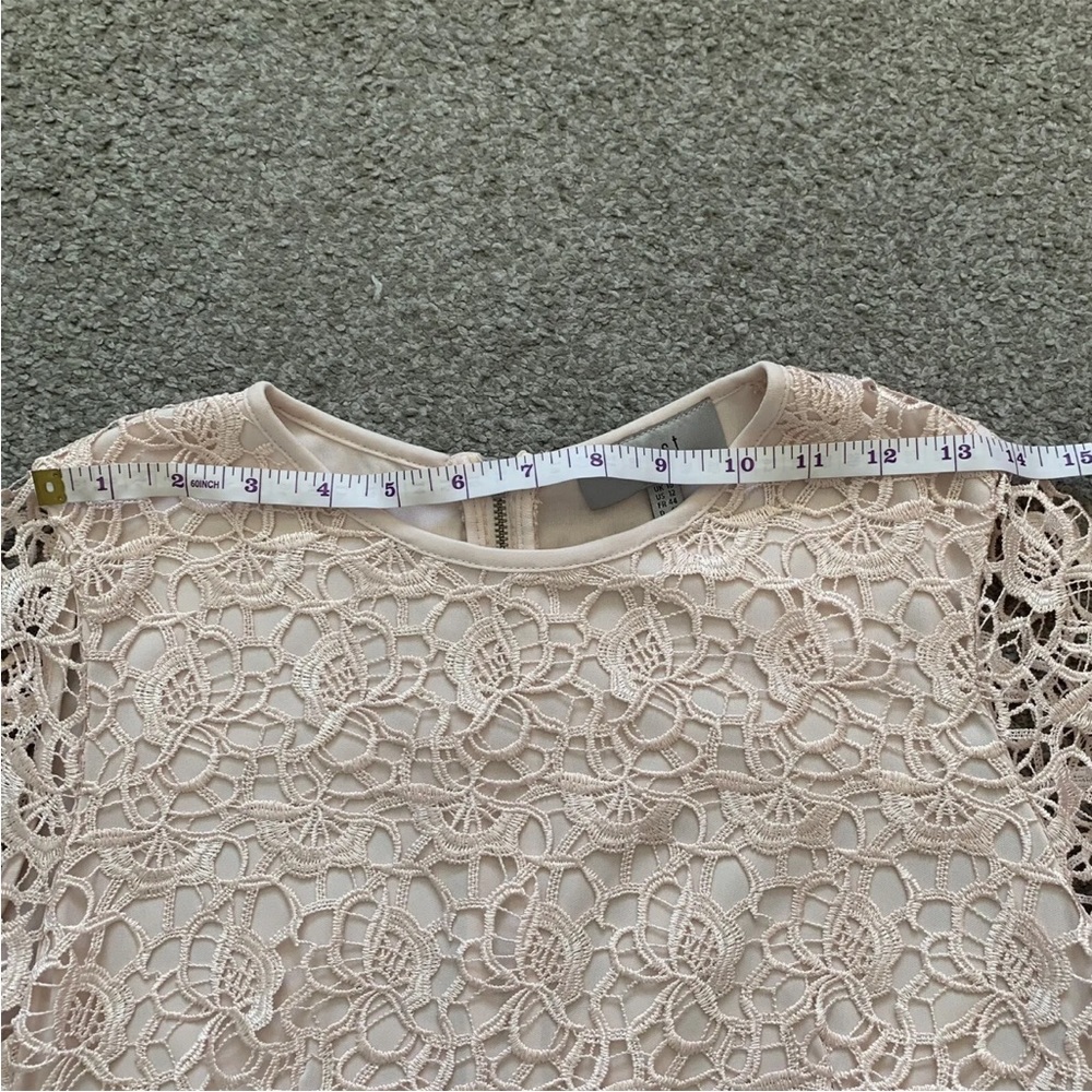 Coast Lace Shift Mini Dress Size 16 Short Sleeve Blush Pink Back Zip - Picture 8 of 12
